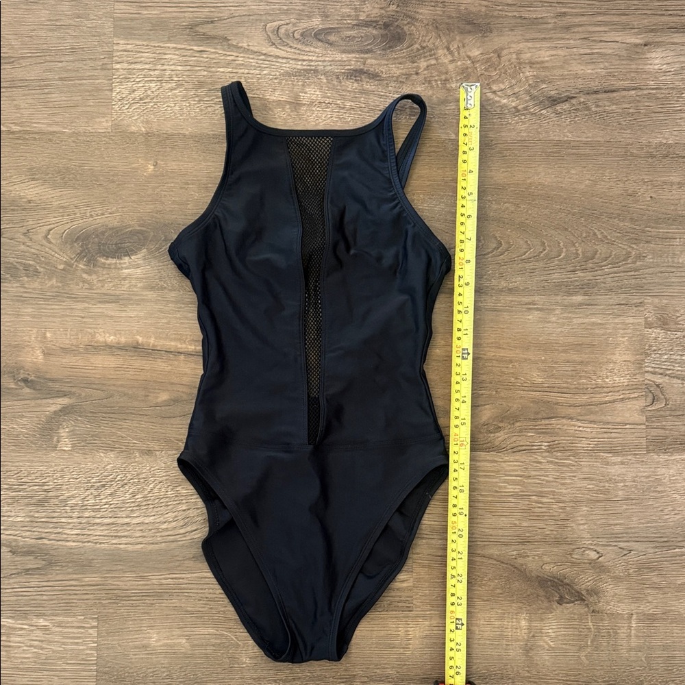 Anne Cole Black Mesh One-Piece Swimsuit Size 8